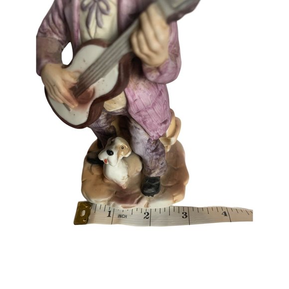 Musician Man With Dog And Guitar 7" Tall 3" Across The Bottom   Good Condition - Picture 12 of 13